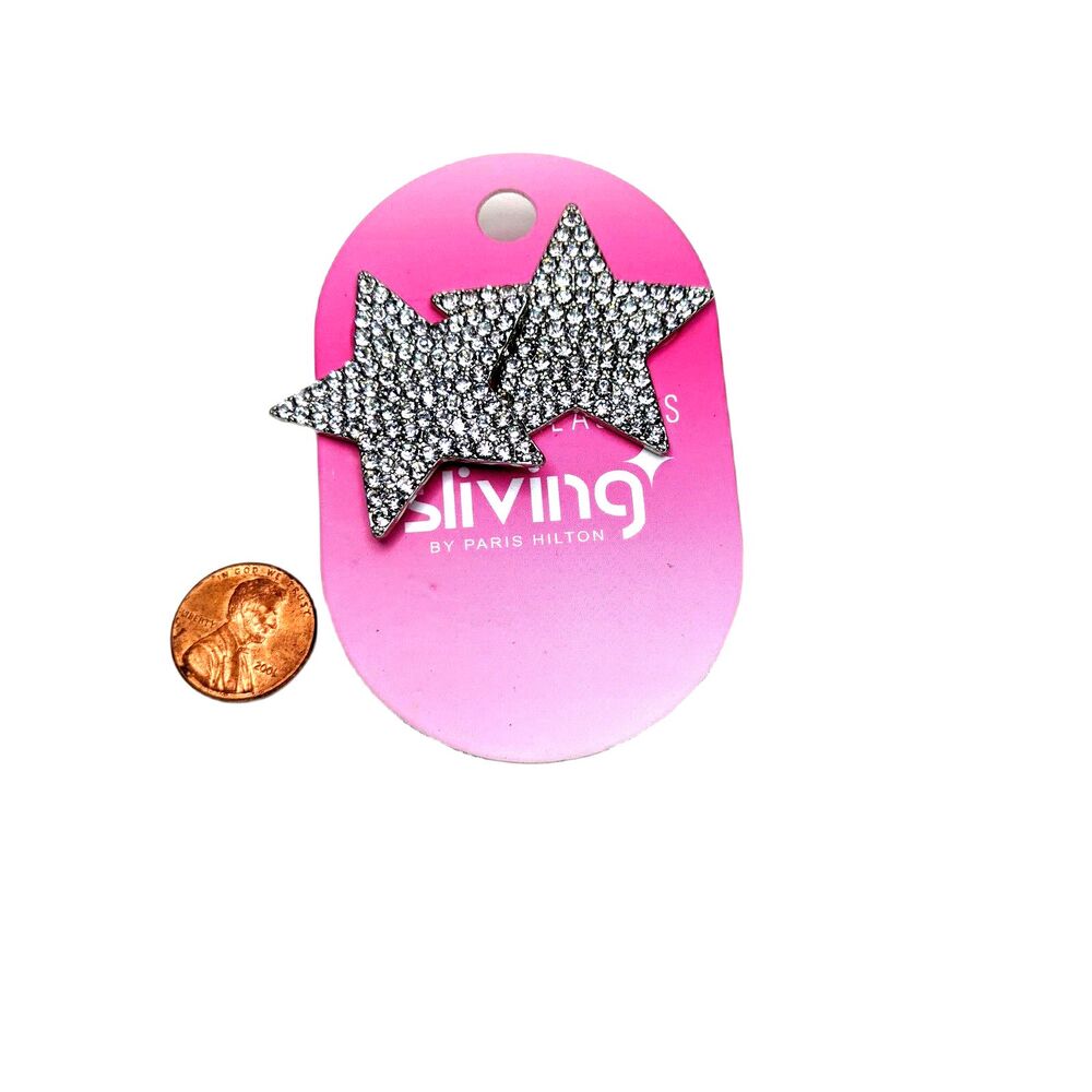 Paris Hilton 8Other Reasons Sliving Rhinestone Star Tassel Earrings NEW Coquette